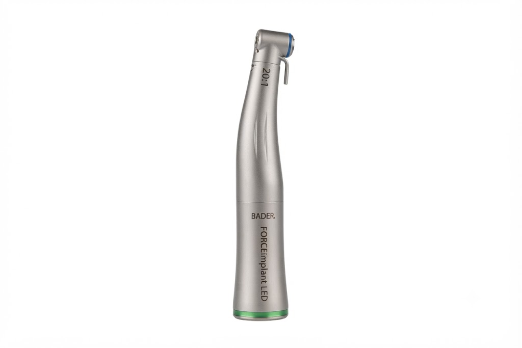CONTRA ÁNGULO REDUCTOR FORCEIMPLANT 20:1 VERDE FIBRA OPTICA IRRIGACION EXTERNA