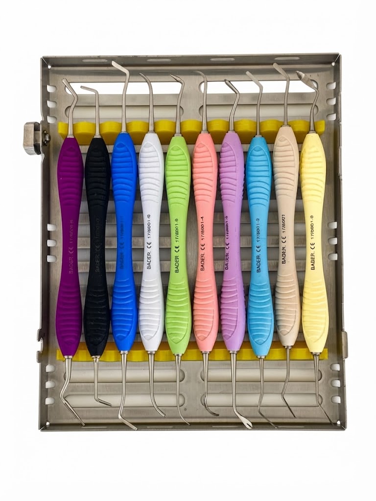 KIT DE 10 ESPATULAS PARA COMPOSITE BADERMASTER CON CASETE METALICO