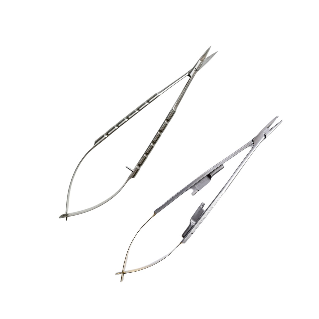 COMBO CASTROVIEJO (TIJERA + PINZA) 16cm GRIS